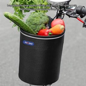 img 2 attached to 🚲 Canvas Electric Scooter Bike Storage Basket with Zipper Lid Cover, Hook, Reflective Strip, and Spacer - Ideal for Mountain Bikes, Scooters, and City Bikes