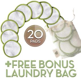 img 1 attached to 🌿 Greenzla Eco-friendly Reusable Makeup Remover Pads (20 Pack) Including Washable Laundry Bag and Round Storage Box – Bamboo Cotton Rounds for All Skin Types