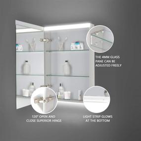 img 2 attached to 💡 Enhance Your Bathroom with ExBrite 20''x 30'' LED Lighted Medicine Cabinet – Flexible Assembly, Dimmable, Intelligent Switch, and More!