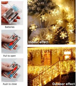 img 3 attached to 🎄 20ft 40 LED Fairy Lights Christmas Snowflake String Lights, Battery Operated Waterproof Twinkle Lighting for Indoor Outdoor Decorations, Bedroom Party Patio Room Garden Home Xmas Tree Decor - Warm