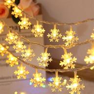 🎄 20ft 40 led fairy lights christmas snowflake string lights, battery operated waterproof twinkle lighting for indoor outdoor decorations, bedroom party patio room garden home xmas tree decor - warm логотип