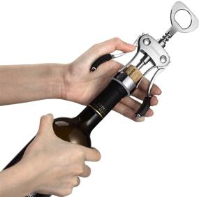 img 2 attached to 🍷 Wine Opener: Zinc Alloy Wing Corkscrew with Multifunctional Bottle Opener - Premium Upgrade