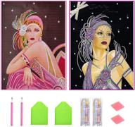 💎 2 pack diamond painting kits - noble lady partial drill special shaped rhinestone diamond art crafts - relaxation & stress-relief - 12x16 inches (pink and purple) logo