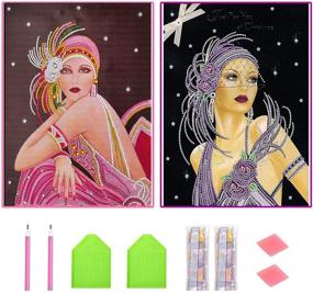 img 4 attached to 💎 2 Pack Diamond Painting Kits - Noble Lady Partial Drill Special Shaped Rhinestone Diamond Art Crafts - Relaxation & Stress-Relief - 12x16 inches (Pink and Purple)