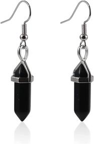 img 2 attached to Hexagonal Earrings Amethyst Spiritual Jewelry Black