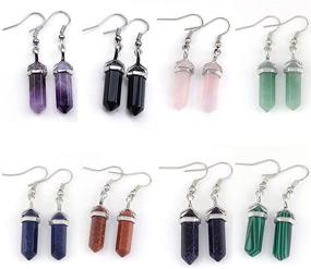 img 1 attached to Hexagonal Earrings Amethyst Spiritual Jewelry Black