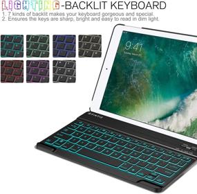 img 3 attached to 💻 Fintie 9 Inch Slim Wireless Bluetooth Keyboard: iPad Compatible, 7 Color Backlit, Multi-Device Support