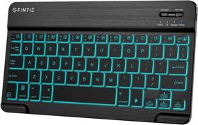 img 4 attached to 💻 Fintie 9 Inch Slim Wireless Bluetooth Keyboard: iPad Compatible, 7 Color Backlit, Multi-Device Support