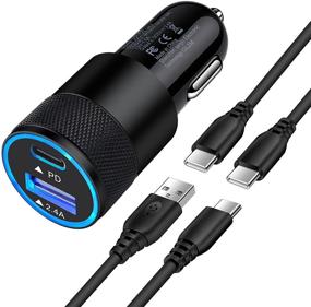 img 4 attached to 🚗 30W Быстрая зарядка для автомобиля с USB C, HUHUTA - Совместимость с Samsung Galaxy S21/S20 Plus/Ultra/S20 FE/S10e/S10+/S9/S8/Note 20/10, двойной порт PD и 2,4А Быстрый адаптер для автомобиля - Включает 2 шт 6 футовых кабеля Type C.