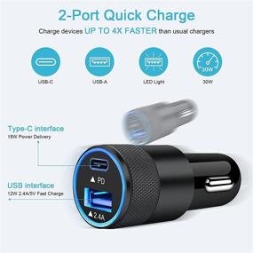 img 3 attached to 🚗 30W Быстрая зарядка для автомобиля с USB C, HUHUTA - Совместимость с Samsung Galaxy S21/S20 Plus/Ultra/S20 FE/S10e/S10+/S9/S8/Note 20/10, двойной порт PD и 2,4А Быстрый адаптер для автомобиля - Включает 2 шт 6 футовых кабеля Type C.