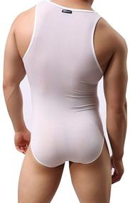 img 3 attached to FEESHOW Smooth Swimsuit Fitness Bodysuit for Men – Stylish and Active Wear