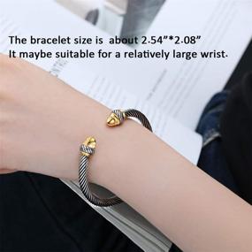 img 3 attached to 🎁 Vintage Stainless Steel Retro Cuff Bracelet for Women Men - AryaHozel Classic Twisted Cable Wire Jewelry - Ideal Birthday Gift for Her, Sister, or BFF (BIG SIZE)