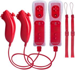 img 4 attached to 🎮 TechKen Wii Controller with Nunchuck and Motion Plus, 2 Sets of Red: Compatible with Nintendo Wii & Wii U - Enhanced Gaming Experience!