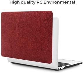 img 3 attached to Wine Red MacBook Pro 13 Inch Case 2016-2019 Release | Bling Glitter PU Hard Shell Cover by OneGET