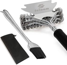 img 4 attached to 🍖 Seloom Bristle-Free Grill Brush and Scraper with Oil Brush - Safe BBQ Grill Cleaner - 17 Inch Stainless Steel Tools - Perfect Barbecue Accessories