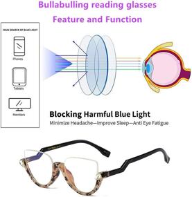 img 2 attached to Bullabulling Fashion Half Moon Cat-Eye Reading Glasses For Women - Large Lens and Half-Rim Eyeglass Frame