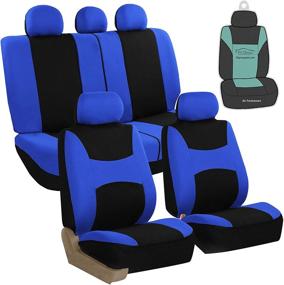img 4 attached to FH Group Light Breathable Durable Washable Flat Foam Padding Cloth Full Set Car Seat Covers