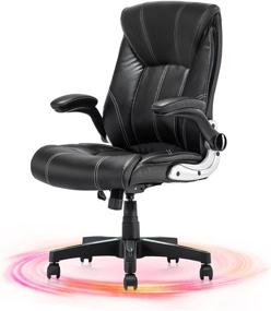 img 4 attached to 🪑 SEATZONE Ergonomic Office Chair: High Back PU Leather Desk Chair for Adults - Black