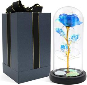 img 4 attached to 🌹 Blingstar Glass Rose: Illuminated Blue Rose in Glass Dome, perfect Eternal Flower Nightlight for Bedroom Decor - Ideal Gift for Mom, Wife, Girlfriend on Christmas, Birthday, Thanksgiving, Anniversary