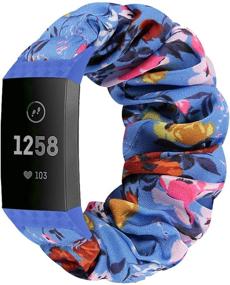 img 4 attached to ShuYo Scrunchies Bands: Stylish Elastic Fabric Replacements for Charge 3 & Charge 4, Ideal for Women & Girls