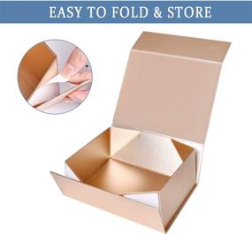 img 1 attached to 🎁 Supkiir Luxury Gift Box Set with Lid - 2 Pack Decorative Storage Boxes for Birthdays, Weddings, Bridal Gifts, Office, Baby Shower Gifts - Rose Gold - Easy Fold & Flat Packaging