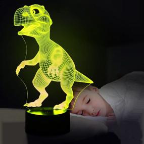 img 2 attached to 🦖 3D Children Kids Night Lamp: Dinosaur Toys for Boys with 7 LED Colors Changing Lighting