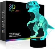 🦖 3d children kids night lamp: dinosaur toys for boys with 7 led colors changing lighting логотип