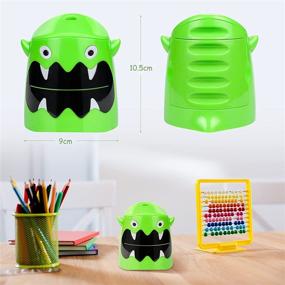 img 3 attached to Green Cute Cartoon Animal Pencil Sharpener – Battery Operated Eagle Monster Design