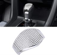 🚘 carfib car interior bling accessories: honda civic 10th coupe hatchback ex lx gear shift lever knob head decals stickers cover cap - sparkly silver trim for men and women logo