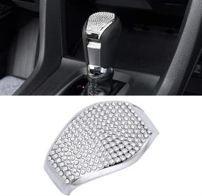 img 4 attached to 🚘 CARFIB Car Interior Bling Accessories: Honda Civic 10th Coupe Hatchback EX LX Gear Shift Lever Knob Head Decals Stickers Cover Cap - Sparkly Silver Trim for Men and Women