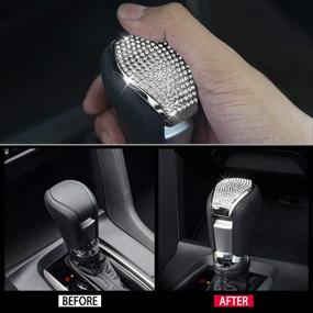 img 3 attached to 🚘 CARFIB Car Interior Bling Accessories: Honda Civic 10th Coupe Hatchback EX LX Gear Shift Lever Knob Head Decals Stickers Cover Cap - Sparkly Silver Trim for Men and Women