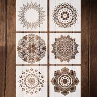 enhance your space with 6 pack mandala stencils: beautiful 12 x 12 inch reusable templates for stunning wall tiles, floors, wood, fabric, and furniture logo