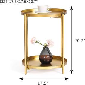 img 1 attached to Joveco 2-Tier Metal Round End Table 🌟 with Removable Tray - Modern 2-Tier Gold Side Table