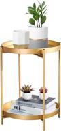 joveco 2-tier metal round end table 🌟 with removable tray - modern 2-tier gold side table логотип