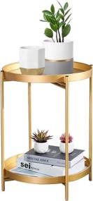 img 4 attached to Joveco 2-Tier Metal Round End Table 🌟 with Removable Tray - Modern 2-Tier Gold Side Table