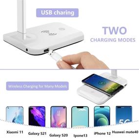 img 2 attached to Wireless Charger LED Desk Lamp: 3 Modes, 6 Brightness Levels, USB Charging Port, Touch Sensor, Ideal for Office, Study, Work, Dorm Room, Home