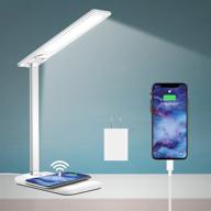 wireless charger led desk lamp: 3 modes, 6 brightness levels, usb charging port, touch sensor, ideal for office, study, work, dorm room, home логотип