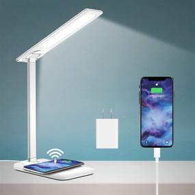 img 4 attached to Wireless Charger LED Desk Lamp: 3 Modes, 6 Brightness Levels, USB Charging Port, Touch Sensor, Ideal for Office, Study, Work, Dorm Room, Home