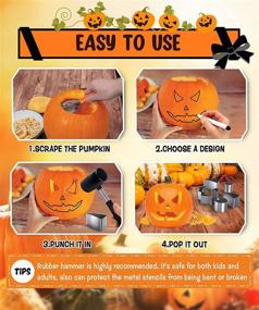 img 1 attached to 🎃 Fenvella Pumpkin Carving Kit: 23 PCS Stainless Steel Pumpkin Carver Set for Safe and Easy DIY Halloween Decorations – Including Stencils for Kids & Adults