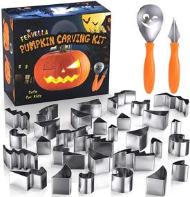 img 4 attached to 🎃 Fenvella Pumpkin Carving Kit: 23 PCS Stainless Steel Pumpkin Carver Set for Safe and Easy DIY Halloween Decorations – Including Stencils for Kids & Adults