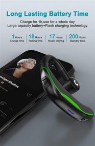 img 1 attached to Высокопроизводительная гарнитура Bluetooth V5.0: 18 часов времени разговора 🎧, 200 часов в режиме ожидания, шумоподавляющий микрофон - зеленый.