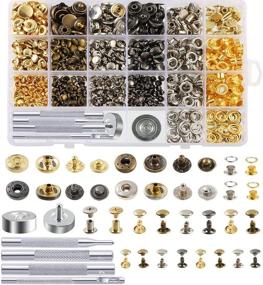 img 4 attached to 🧷 Caydo 400 Set 4 Style Snap Fasteners Kit for Thin Leather, Jacket, Jeans Wear - Including Leather Rivets, Eyelets, Grommets, Binding Screws, Snap Buttons Press Studs and Fixing Tools