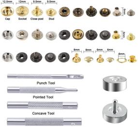 img 2 attached to 🧷 Caydo 400 Set 4 Style Snap Fasteners Kit for Thin Leather, Jacket, Jeans Wear - Including Leather Rivets, Eyelets, Grommets, Binding Screws, Snap Buttons Press Studs and Fixing Tools