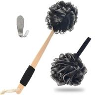 🛀 yoove bamboo charcoal infused back scrubber - long handled loofah bath sponge for men and women - includes shower sponge, bath luffa pouf, and metal hanger logo