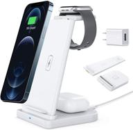 🔋 afurdel 3-in-1 wireless charging station - fast charger stand for iphone 11/11 pro max, xr/xs max, iwatch 6/5/4/3, airpods pro/airpods 2 (white) logo