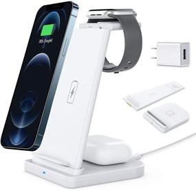 img 4 attached to 🔋 Afurdel 3-in-1 Wireless Charging Station - Fast Charger Stand for iPhone 11/11 Pro Max, XR/XS Max, iWatch 6/5/4/3, AirPods Pro/AirPods 2 (White)