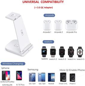 img 3 attached to 🔋 Afurdel 3-in-1 Wireless Charging Station - Fast Charger Stand for iPhone 11/11 Pro Max, XR/XS Max, iWatch 6/5/4/3, AirPods Pro/AirPods 2 (White)