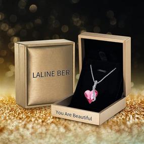 img 1 attached to 💖 LALINE BER Angel Wing Love Heart Birthstone Crystal Pendant Necklace - Women's Jewelry Gift for Valentine's Day, Birthday, or Anniversary