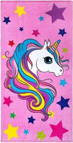 img 2 attached to 🦄 Pink Unicorn Rainbow Beach Towel, 100% Cotton, 30 x 60 inch - Beachland Unicorn and Stars