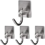 🧲 powerful adhesive stainless steel hooks - heavy duty stick on wall hooks for hat, coat, towel - ideal for bathroom, kitchen, home, closet, cabinet - 4 pack logo